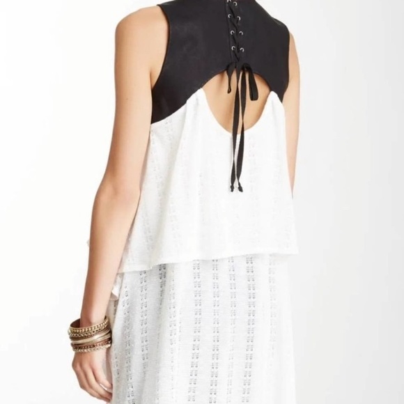 Free People dark night runaway ruffle leather tunic size Small - Picture 3 of 10